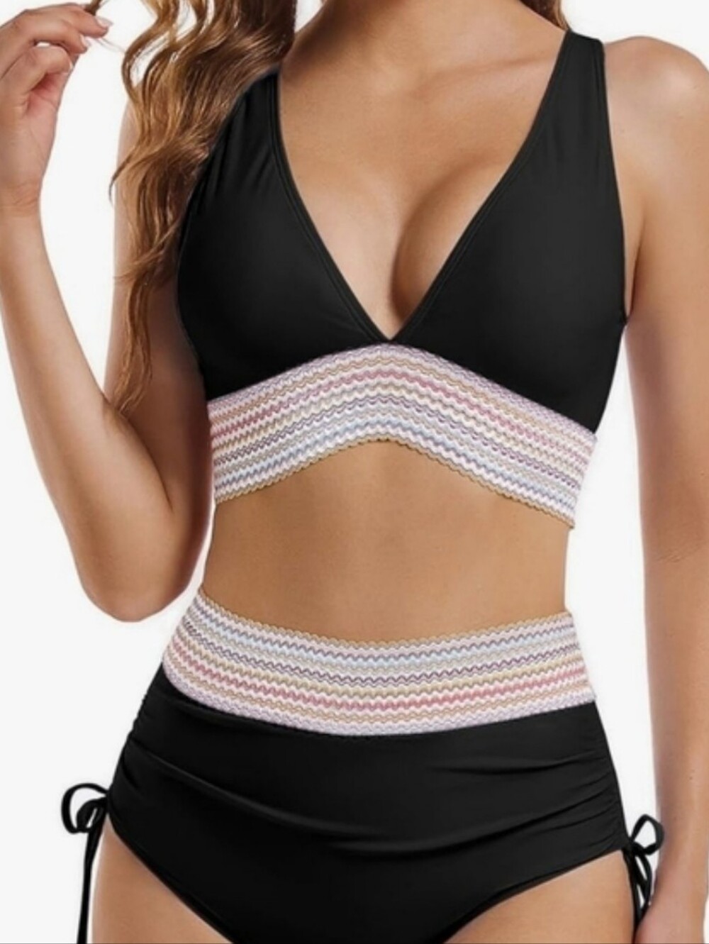 Women's Edelqual High Waisted Bikini Set Tummy Control Swimsuits Two Piece L